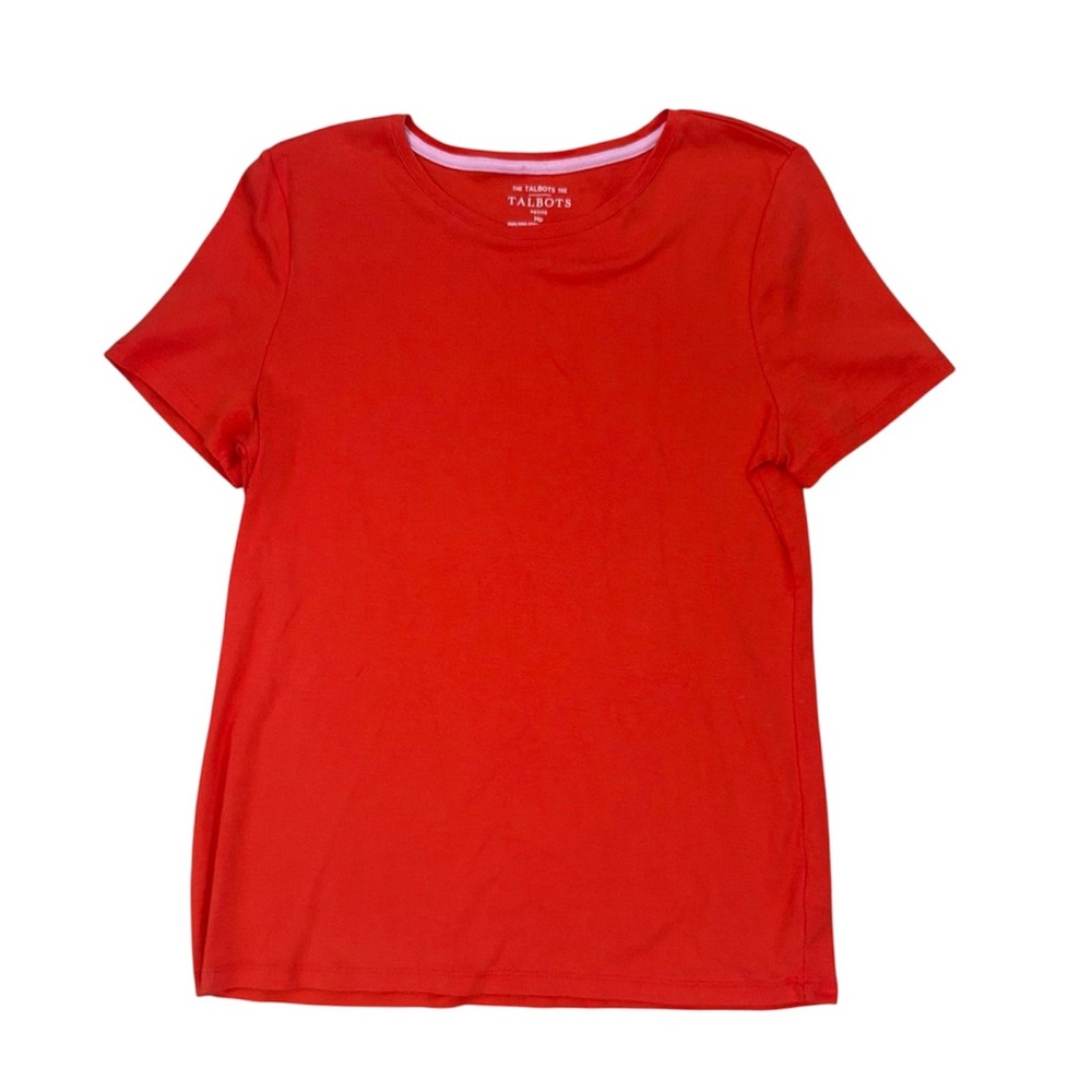 Talbots Tee Salmon Roe Orange Short Sleeves Cotton Round Neck Shirt WM SZ MP